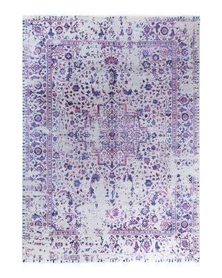 Traditional Ikat Hand Knotted Abstract Silk & Wool Blend Gray Area Rug 9' 1" x 12' 1"