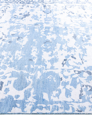 Contemporary Modern Hand Knotted Abstract Silk Ivory Area Rug 8' 1" x 10' 1"
