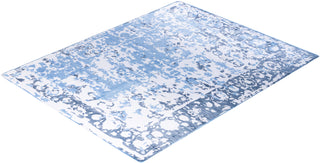 Contemporary Modern Hand Knotted Abstract Silk Ivory Area Rug 8' 1" x 10' 1"