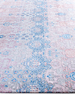 Traditional Ikat Hand Knotted Abstract Silk & Wool Blend Gray Area Rug 8' 2" x 10' 0"