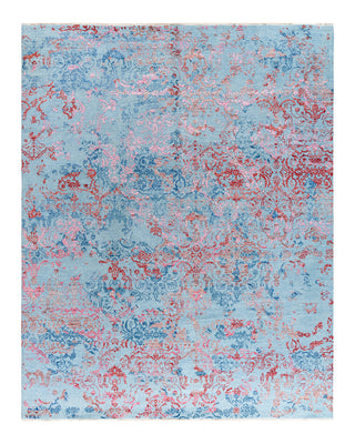 Traditional Ikat Hand Knotted Abstract Silk & Wool Blend Rust Area Rug 8' 2" x 10' 2"