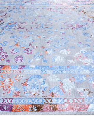 Traditional Abstarct Wool, Silk Hand Knotted Gray Area Rug 9' 3" x 12' 1"