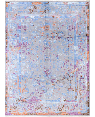 Traditional Abstarct Wool, Silk Hand Knotted Gray Area Rug 9' 3" x 12' 1"