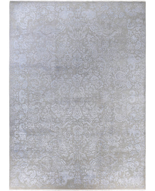 Traditional Abstarct Wool, Silk Hand Knotted Gray Area Rug 9' 2" x 12' 5"