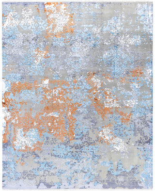 Traditional Abstarct Silk, Wool Hand Knotted Gray Area Rug 8' 3" x 10' 1"