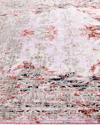 Traditional Ikat Hand Knotted Abstract Silk & Wool Blend Gray Area Rug 8' 1" x 10' 1"