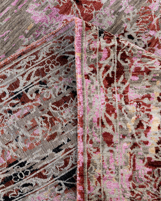 Traditional Ikat Hand Knotted Abstract Silk & Wool Blend Gray Area Rug 8' 1" x 10' 1"
