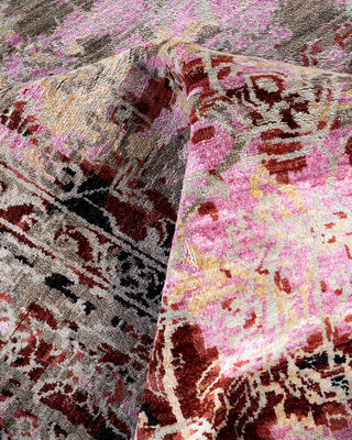 Traditional Ikat Hand Knotted Abstract Silk & Wool Blend Gray Area Rug 8' 1" x 10' 1"