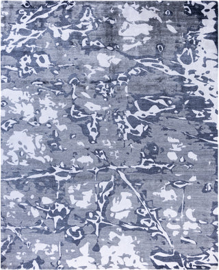 Contemporary Abstarct Silk Hand Knotted Ivory Area Rug 8' 1" x 9' 10"