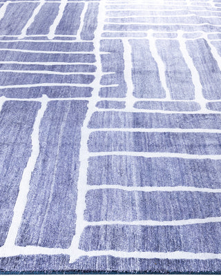 Contemporary Modern Hand Knotted Geometric Silk Gray Area Rug 9' 1" x 12' 0"