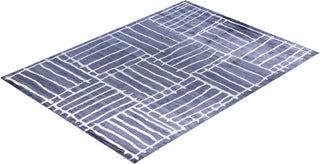 Contemporary Modern Hand Knotted Geometric Silk Gray Area Rug 9' 1" x 12' 0"