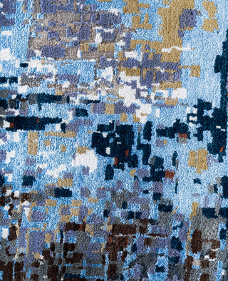 Traditional Abstarct Wool, Silk Hand Knotted Ivory Area Rug 9' 1" x 12' 1"
