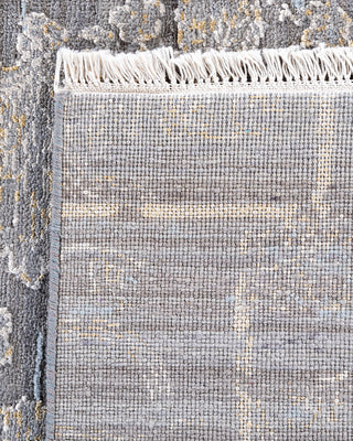 Traditional Ikat Hand Knotted Floral Silk & Wool Blend Gray Area Rug 8' 1" x 10' 1"