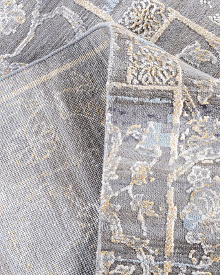 Traditional Ikat Hand Knotted Floral Silk & Wool Blend Gray Area Rug 8' 1" x 10' 1"