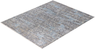 Traditional Ikat Hand Knotted Floral Silk & Wool Blend Gray Area Rug 8' 1" x 10' 1"