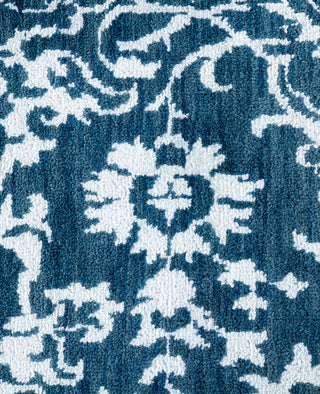 Traditional Abstarct Wool, Silk Hand Knotted Navy Area Rug 9' 2" x 12' 1"