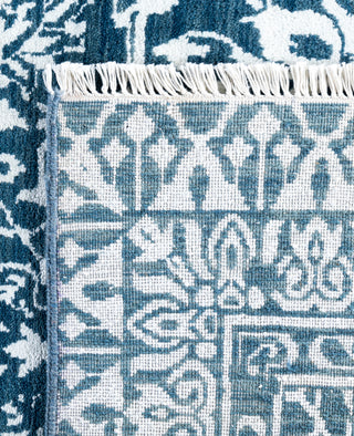 Traditional Abstarct Wool, Silk Hand Knotted Navy Area Rug 9' 2" x 12' 1"