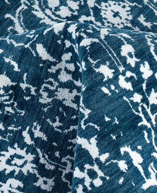 Traditional Abstarct Wool, Silk Hand Knotted Navy Area Rug 9' 2" x 12' 1"