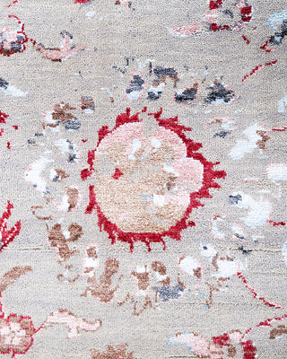 Traditional Ikat Hand Knotted Abstract Silk & Wool Blend Gray Area Rug 8' 1" x 10' 0"