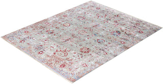Traditional Ikat Hand Knotted Abstract Silk & Wool Blend Gray Area Rug 8' 1" x 10' 0"