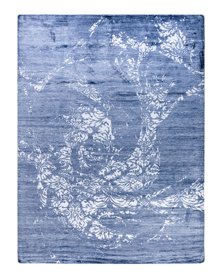Contemporary Modern Hand Knotted Abstract Silk Gray Area Rug 9' 2" x 12' 0"