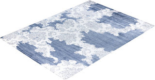 Contemporary Modern Hand Knotted Abstract Silk Ivory Area Rug 9' 0" x 12' 0"