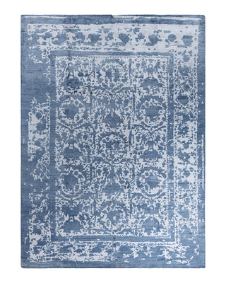 Contemporary Modern Hand Knotted Abstract Silk White Area Rug 9' 0" x 12' 1"