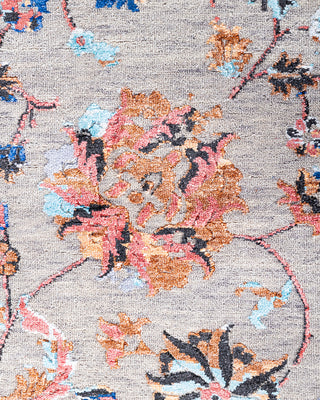 Traditional Ikat Hand Knotted Abstract Silk & Wool Blend Gray Area Rug 8' 0" x 10' 4"