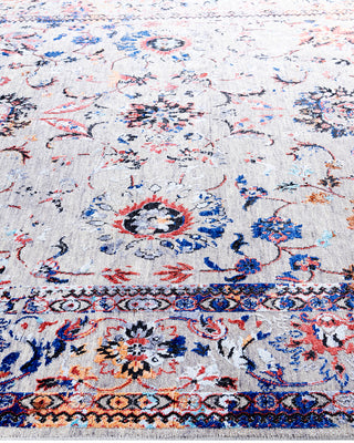 Traditional Ikat Hand Knotted Abstract Silk & Wool Blend Gray Area Rug 8' 0" x 10' 4"