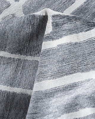 Contemporary Modern Hand Knotted Abstract Silk Gray Area Rug 9' 0" x 11' 10"