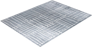 Contemporary Modern Hand Knotted Abstract Silk Gray Area Rug 9' 0" x 11' 10"