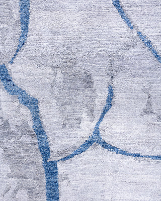 Contemporary Modern Hand Knotted Abstract Silk Gray Area Rug 9' 1" x 12' 1"