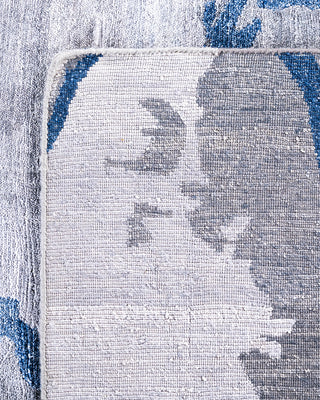 Contemporary Modern Hand Knotted Abstract Silk Gray Area Rug 9' 1" x 12' 1"