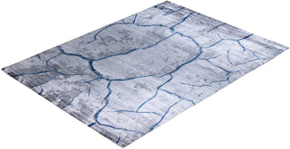 Contemporary Modern Hand Knotted Abstract Silk Gray Area Rug 9' 1" x 12' 1"