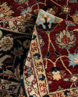 Traditional Indo Persian Hand Knotted Floral Wool Red Area Rug 9' 1" x 11' 9"