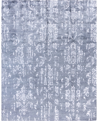 Contemporary Abstarct Silk Hand Knotted Ivory Area Rug 7' 10" x 10' 1"