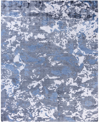 Contemporary Abstarct Silk Hand Knotted Ivory Area Rug 8' 0" x 10' 0"