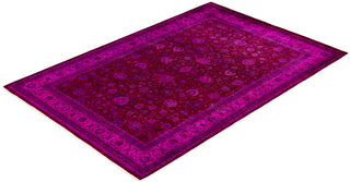 Contemporary Overdyed Wool Hand Knotted Pink Area Rug 6' 2" x 9' 1"