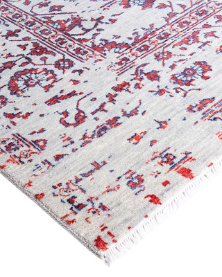 Traditional Ikat Hand Knotted Abstract Silk & Wool Blend Gray Area Rug 8' 1" x 10' 0"
