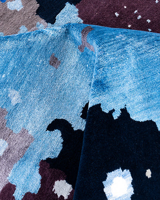 Traditional Ikat Hand Knotted Abstract Silk & Wool Blend Black Area Rug 9' 3" x 12' 2"