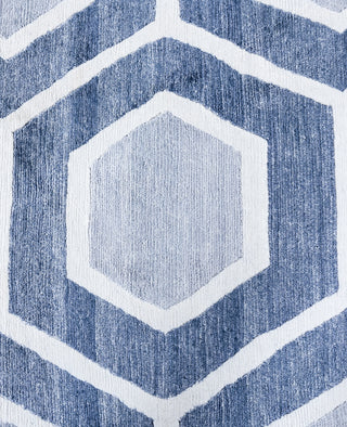Contemporary Geometric Silk Hand Knotted Black Area Rug 8' 2" x 9' 8"