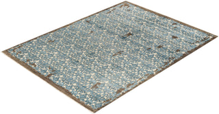 Traditional Ikat Hand Knotted Floral Silk & Wool Blend Ivory Area Rug 9' 2" x 12' 1"
