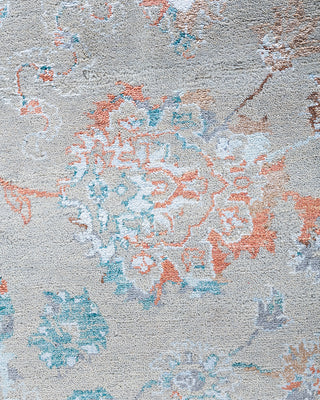 Traditional Ikat Hand Knotted Abstract Silk & Wool Blend Gray Area Rug 8' 1" x 10' 5"