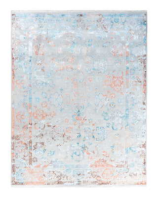 Traditional Ikat Hand Knotted Abstract Silk & Wool Blend Gray Area Rug 8' 1" x 10' 5"