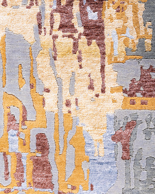 Contemporary Modern Hand Knotted Abstract Silk & Wool Blend Gray Area Rug 8' 3" x 10' 2"
