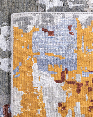 Contemporary Modern Hand Knotted Abstract Silk & Wool Blend Gray Area Rug 8' 3" x 10' 2"