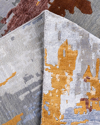 Contemporary Modern Hand Knotted Abstract Silk & Wool Blend Gray Area Rug 8' 3" x 10' 2"