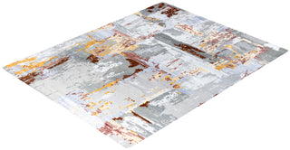 Contemporary Modern Hand Knotted Abstract Silk & Wool Blend Gray Area Rug 8' 3" x 10' 2"