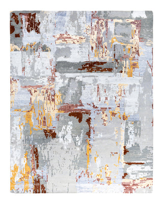 Contemporary Modern Hand Knotted Abstract Silk & Wool Blend Gray Area Rug 8' 3" x 10' 2"