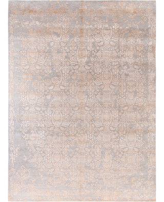 Traditional Abstarct Wool, Silk Hand Knotted Gray Area Rug 8' 10" x 12' 0"